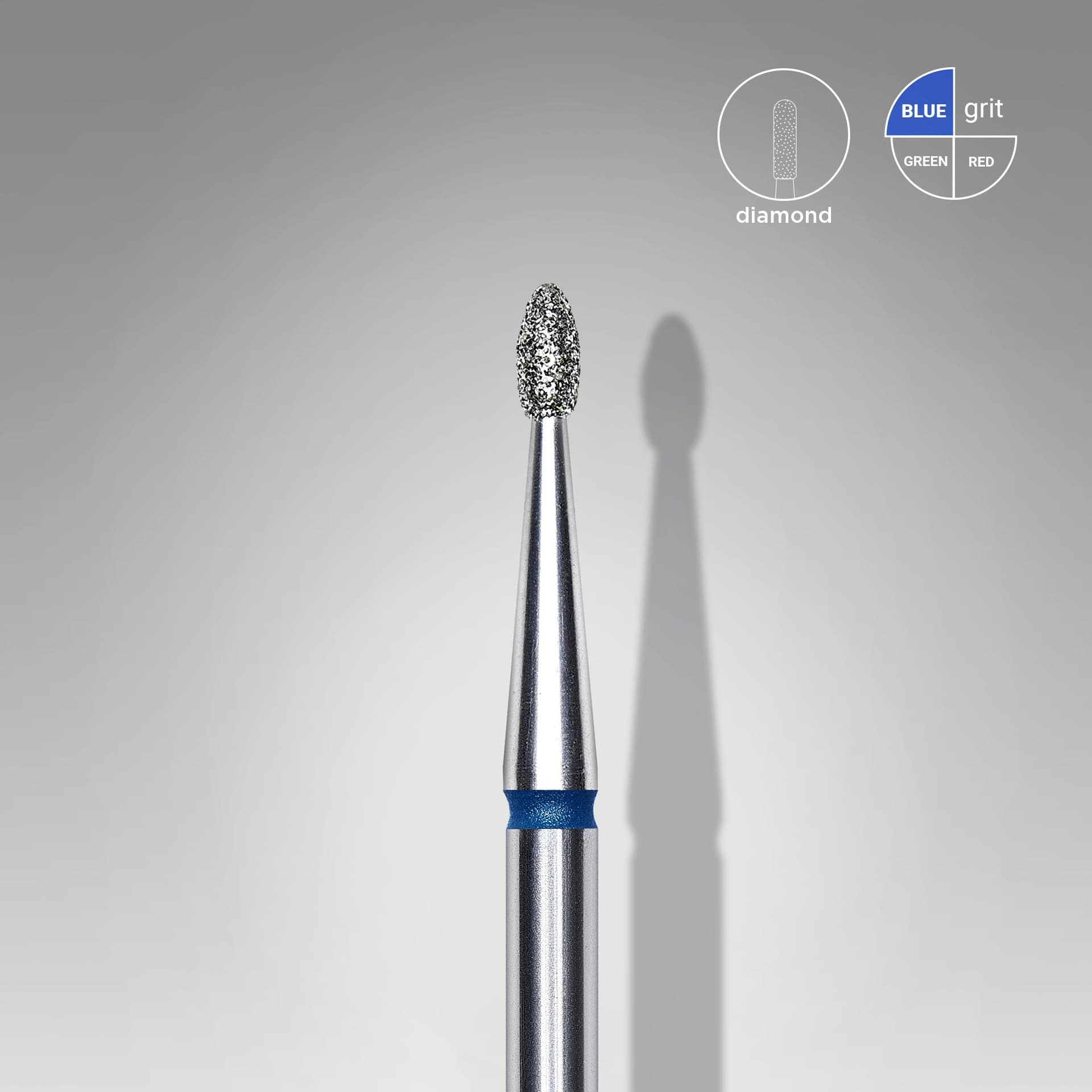 Diamond nail drill bit rounded bud blue EXPERT head diameter 1,6 mm / working part 3,4 mm